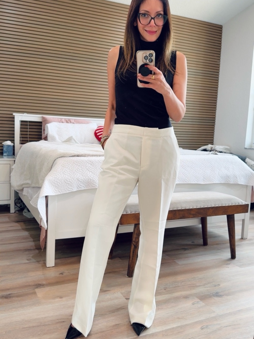 Zara Cream Straight-Leg Tailored Trousers - Picture 2 of 6